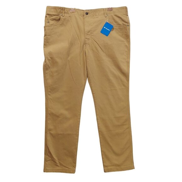NWT Columbia pants Mens 44x32 Tan back zip pockets Slim stretch business casual - Picture 1 of 15